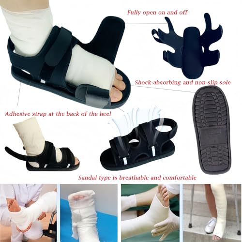Medical open-toe plaster shoe, postoperative recovery shoes, plaster shoe covers medical boots suitable for foot sprains, ankle fractures, toes, suitable for left and right feet(XL)