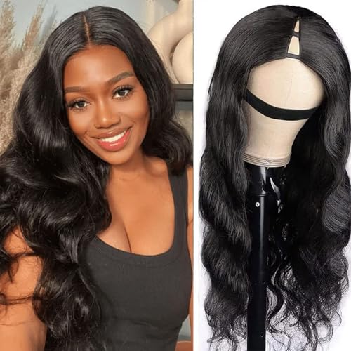 Body Wave V Part Wig Short Brazilian Virgin Human Hair Wigs For Black Women Thin Part Wig Glueless Clip In Half Wigs Upgrade U Part Wig Beginner Friendly No Sew In No Glue 24inch