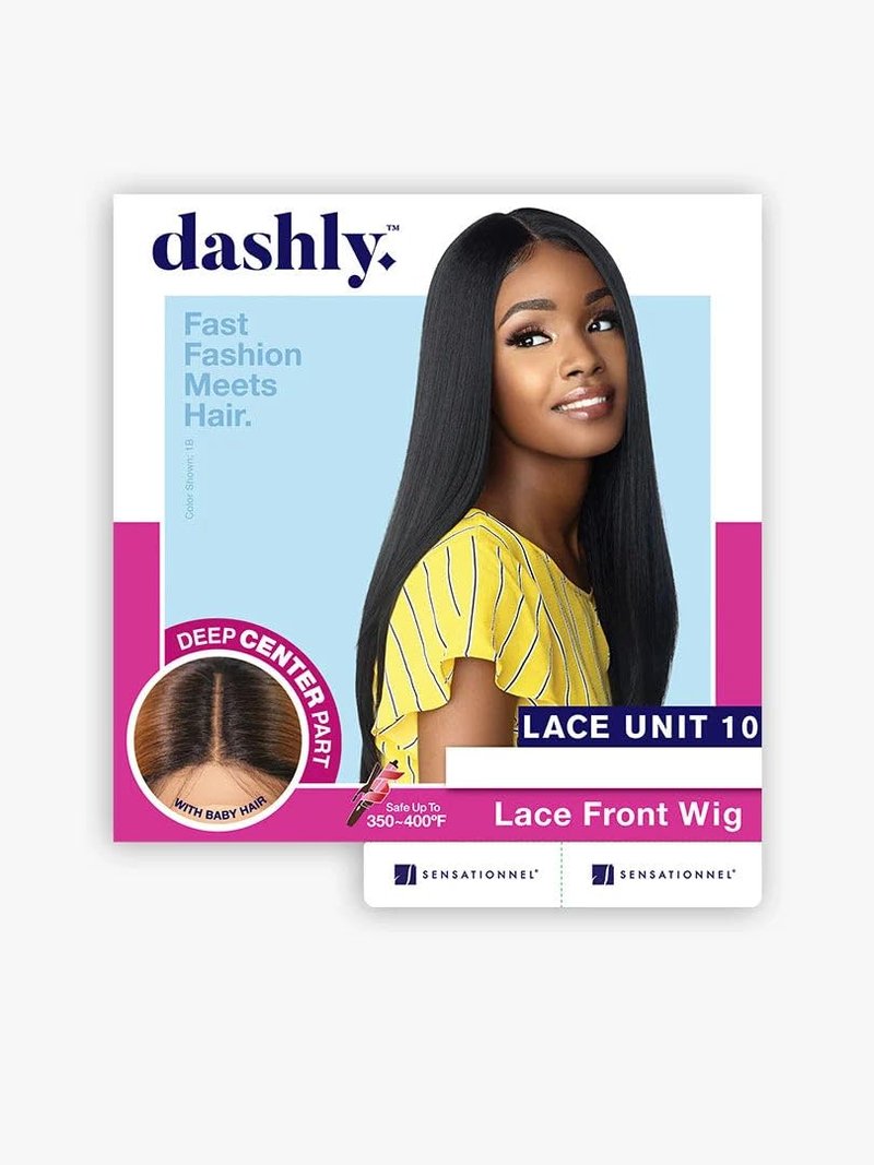 Sensationnel Dashly Lace Front Wig - Unit 10 Hand-Tied Synthetic Hair | Ear-to-Ear Lace Parting (1B Off Black)