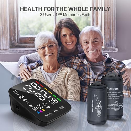 Blood Pressure Monitor for Home Use - 2 Size Cuffs (9"-17" & 13"-21"), Fits Medium, Large & Extra Large XL Upper Arms, Accurate Digital Automatic BP Machine, 5" LED Display, 3-User Mode, Model U80A