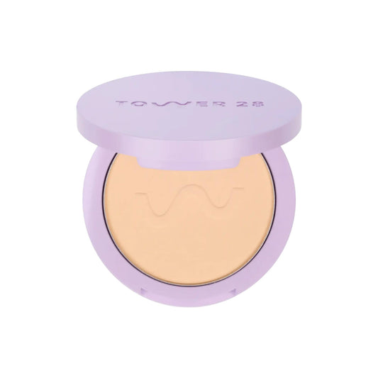 Tower28 GetSet Pressed Setting Powder - Talc-Free Face Powder for Sensitive Skin with Kaolin Clay + Squalane - Blurs Skin + Brightens Sets Face Makeup - Transfer/Sweat-Proof