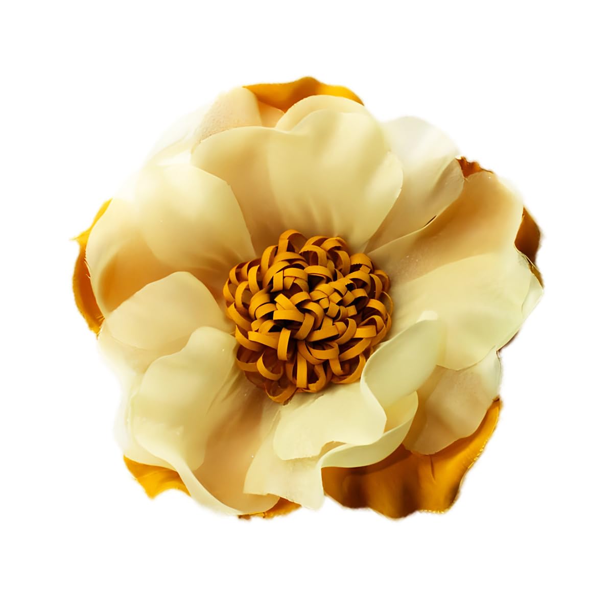 Elegant Large Cloth Flower Brooches Big Camellia Flower Pin for Women Dainty Cloth Fabric Rose Brooches Dress Skirt Scarf Hat Pins Clothing Decoration Accessories (Yellow brooch)