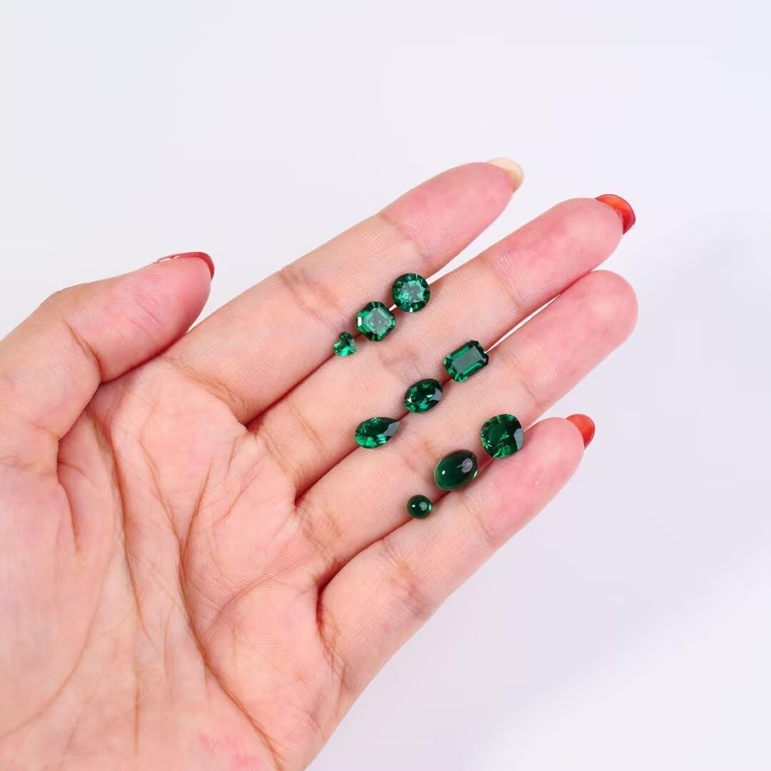 1PCS 6.5 * 6.5mm Heart Laboratory Cultivates Zambian Emerald about 1CT