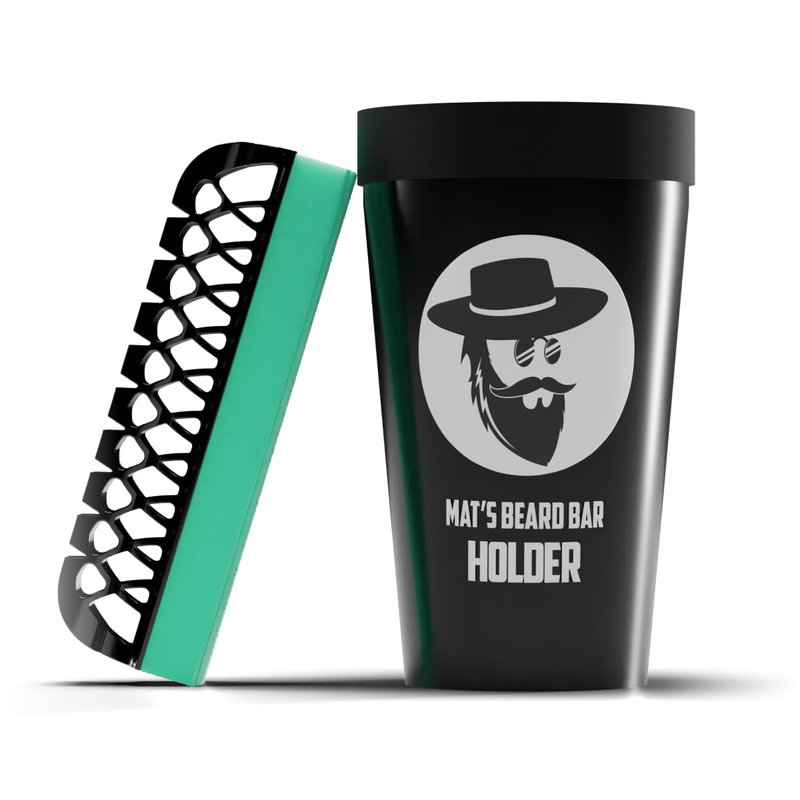 Mat's Beard Bar® - Pro (V2.0) & Holder - FLEXIBLE - Clean Up Beard Trimmings from Sinks and Countertops After Shaving - Best Gifts For Men