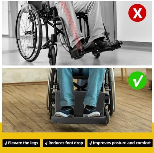 BALAPET Adjustable Wheelchair Leg Rest, High Density Foam Wheelchair Foot Support, Extender Calf Elevated Pad, Soft and Comfortable Leg Cushion Protector for Home Hospital(Black)