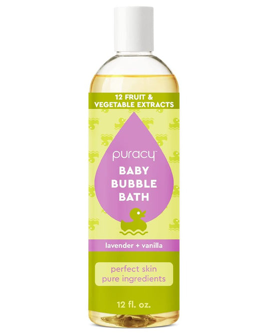 Puracy Bubble Bath for Children, Gently Scented with Real Lavender & Vanilla, 98.75% Natural Baby Bubble Bath, Plant-Based Moisturizers for All Skin Types, Tear-Free for Daily Use, 12 Fl Oz