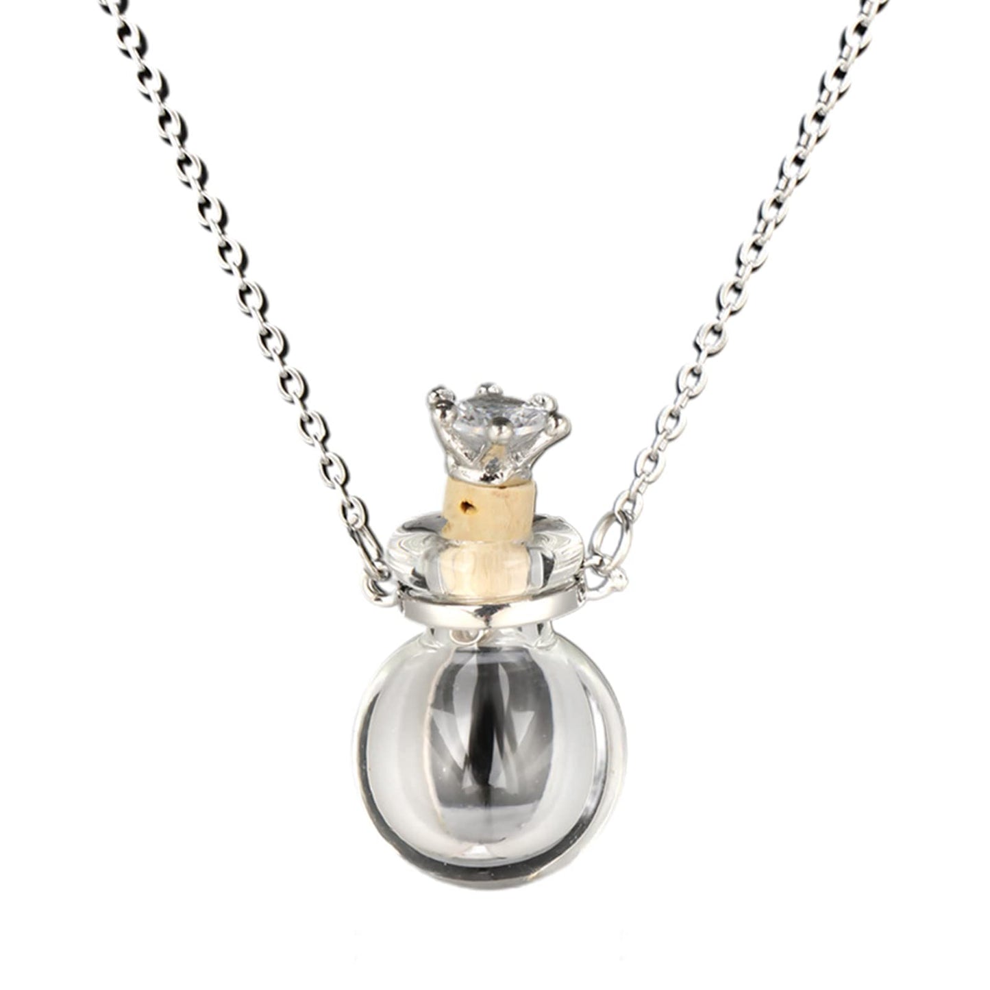 Women Long Necklace Clear Glass Aromatic Water Essential Oil Diffuser Bottle Natural Crystal Pendant for Girl Essential Oil Necklaces for
