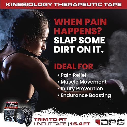 Premium Cotton, Elastic Kinesiology Athletic Tape, 3 Continuous Uncut roll (16.4 feet Long). Latex Free, Hypo-Allergenic, Water Resistant (Black)