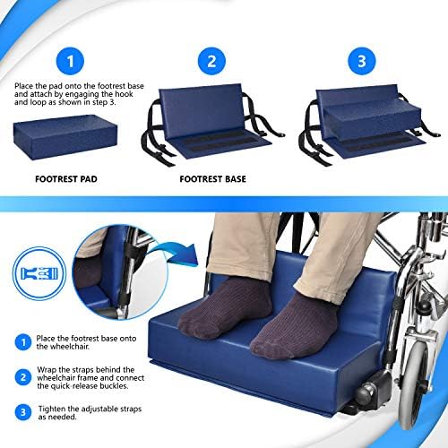 NYOrtho Wheelchair Foot-Rest Extender Elevating Pad - Leg Cushion Protector | Secures Easily with Quick-Release Strap Seat Widths 22" - 24", 3" Foot Platform - Made in USA