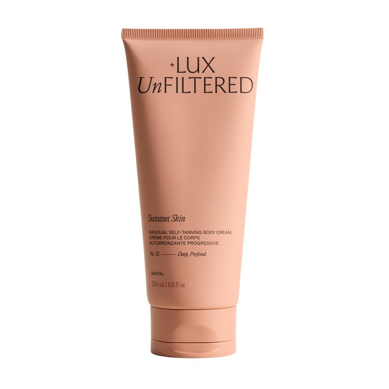 + Lux Unfiltered N°32 Summer Skin Deep Gradual Self Tanner, Hydrating Self Tanning Lotion - Shea Butter & Squalane - Non-Sticky, No Transfer, Natural-Looking Tan - Vegan Sunless Tanner - Santal