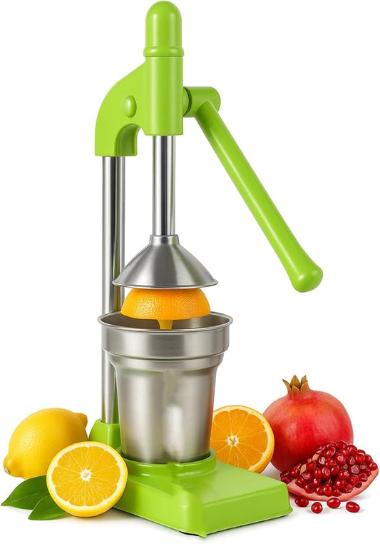 Cast Iron Juicer Hand Press, Cast Iron Stainless Steel Manual Hand Citrus Juicer, Heavy Duty Countertop Professional Commercial Manual Fruit for Fresh Orange Juice, Lemon, Pomegranate