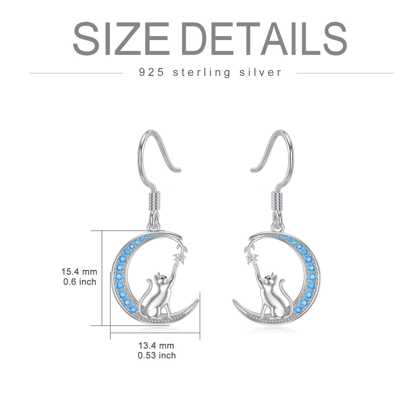 Mother's Day Gifts Cat Earrings Sterling Silver Dangle Cat Pendant Jewelry Cat Gifts for Women