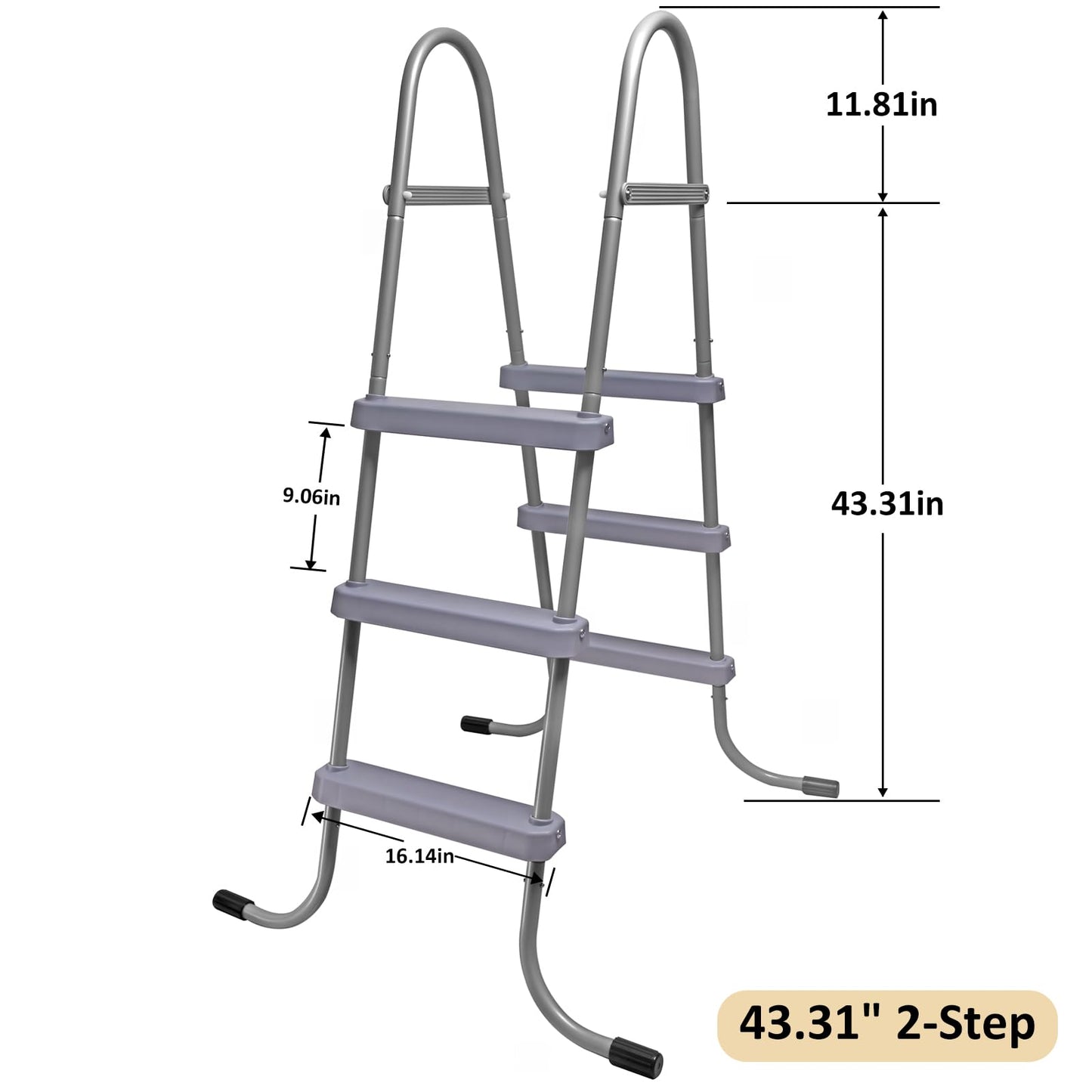 3-Step Steel Bolt-On Pool Ladder Universal Fit Above Ground Swimming Pools - Heavy Duty Non-Slip Entry Steps for Entry and Exit System Swim Pools with Non-Slip Plastic Steps