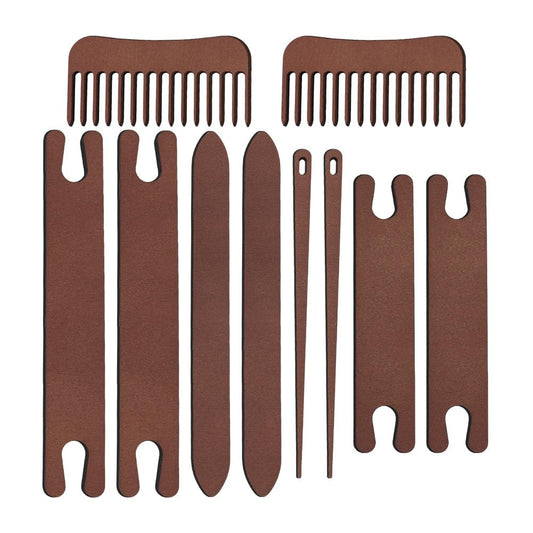 AHANDMAKER 2 Sets Wood Knitting Loom Tool Kits 5 Pieces Knitting Weaving Loom Tools Shuttle Weaving Stick for Beginner Weaving DIY Craft Weaving Accessories