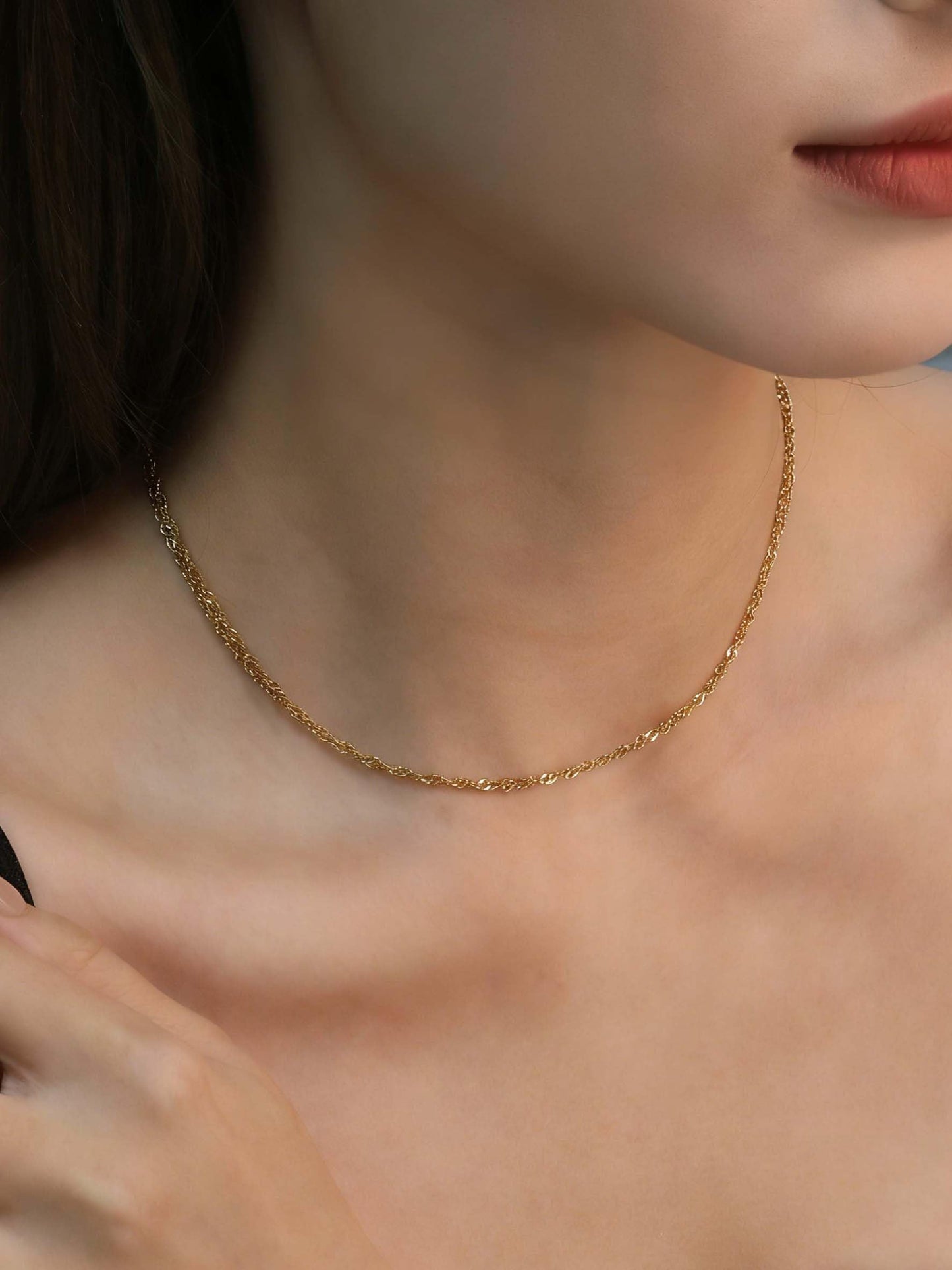 LUXU kisskids 2-Piece Layered Necklace for Women, Dainty Choker & CZ Pendant Necklace, 14K Gold Plated Stainless Steel, Adjustable Trendy Jewelry Gift Set