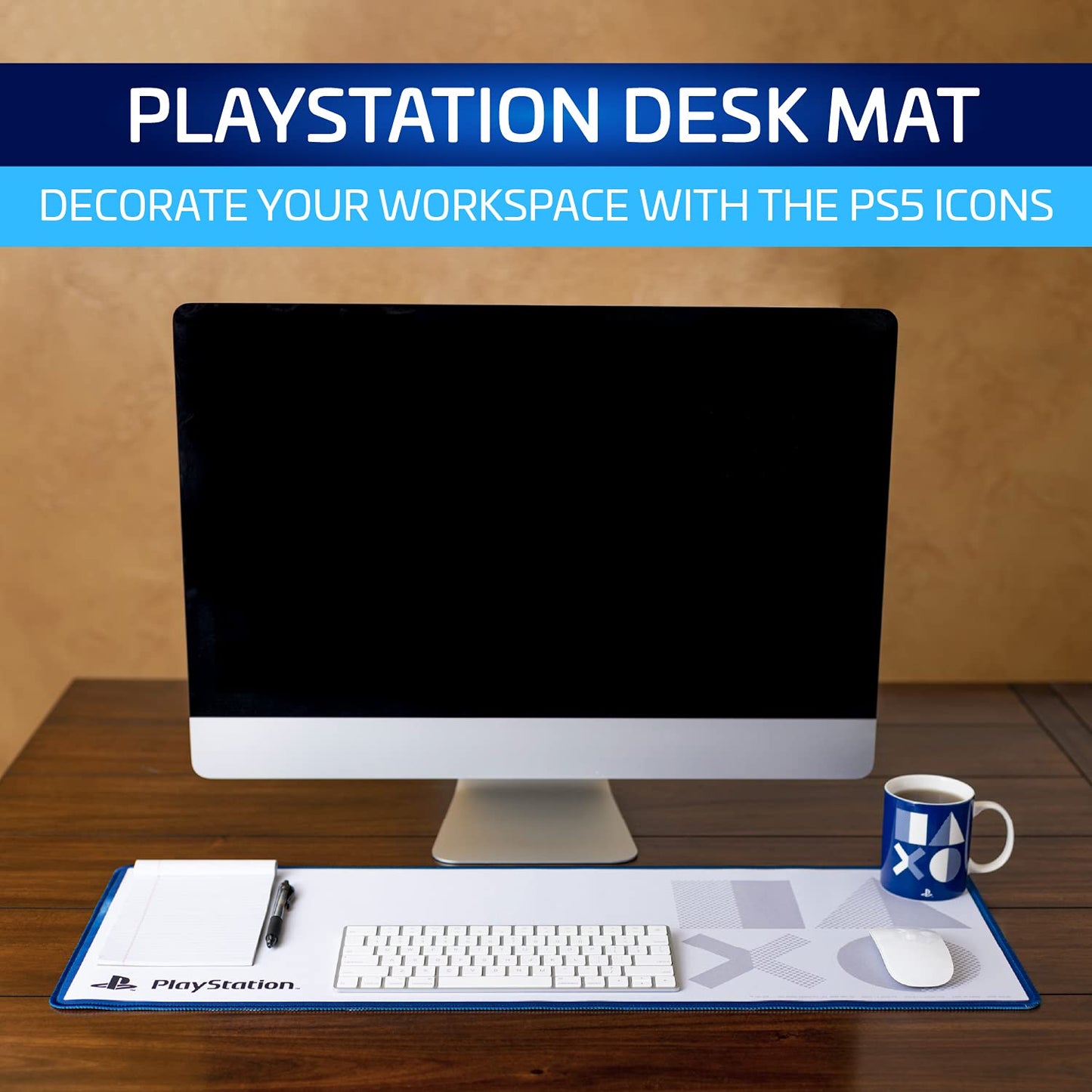 Paladone PlayStation 5 Icons Large Gaming Mouse Pad for Desk Keyboard Mousepad Non-Slip