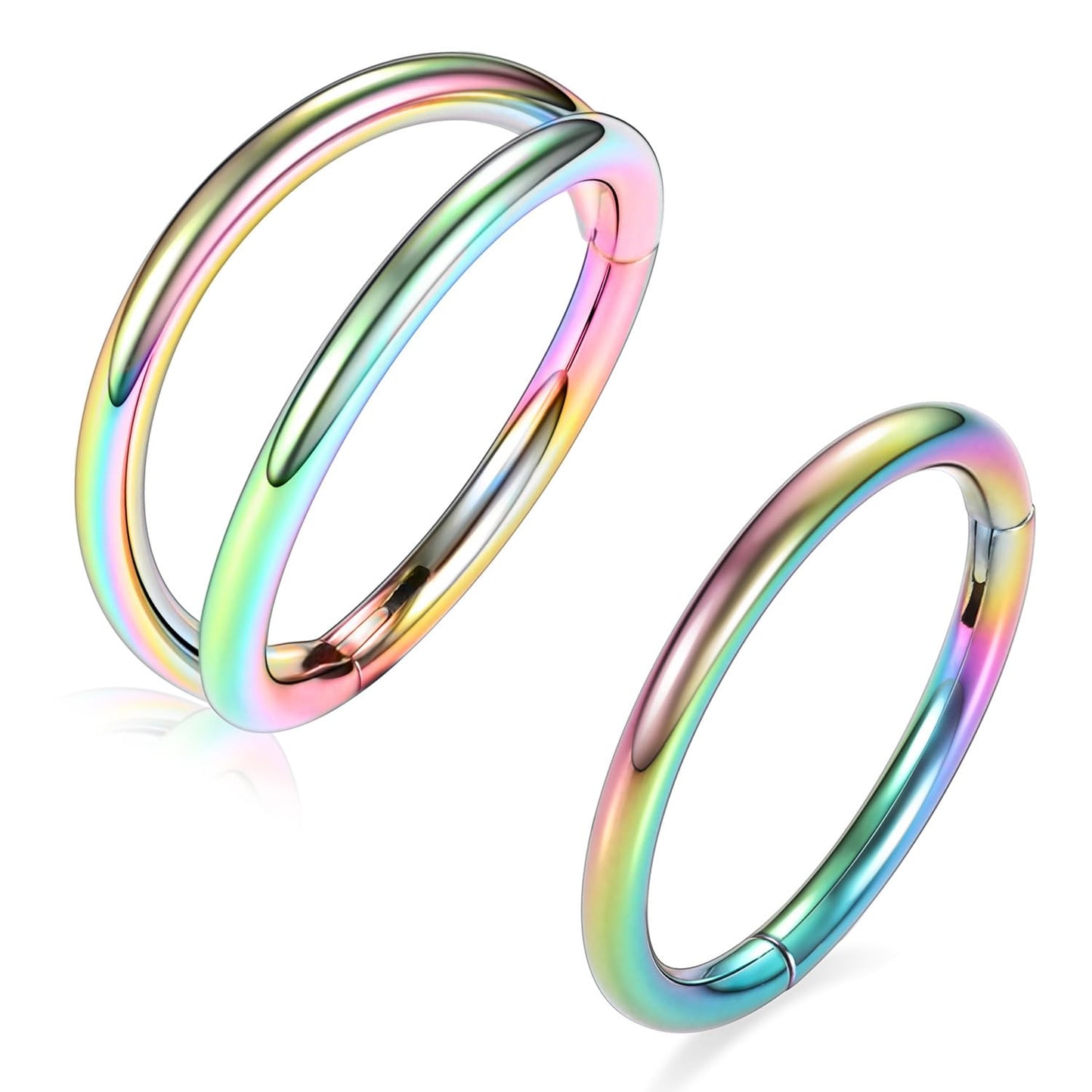 Septum Jewelry 8mm Double Hoop Rainbow Nose Rings 18 Gauge 18g Cartilage Earring Lip Rings Surgical Steel Helix Earrings Nose Piercing