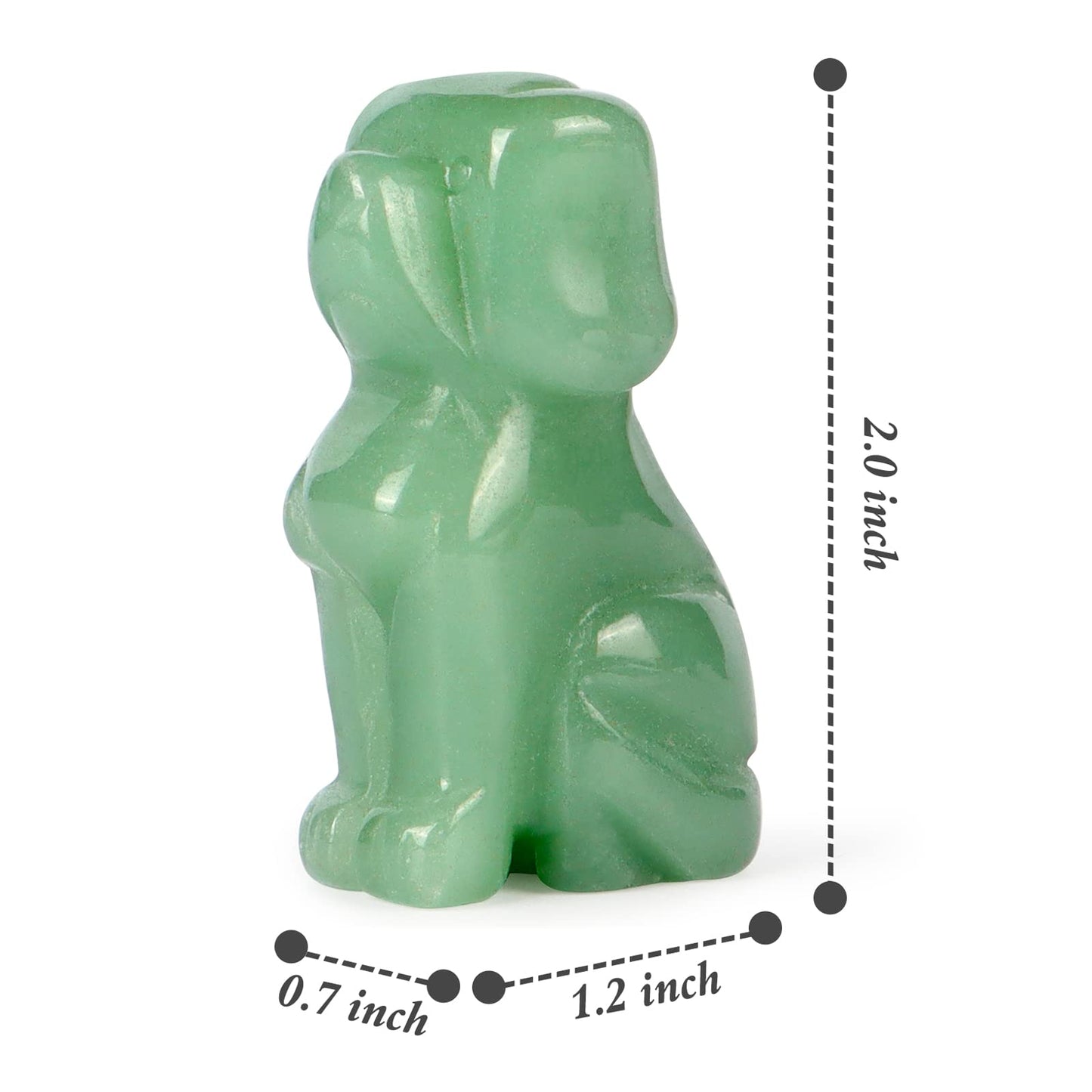 Artistone 2" Green Aventurine Dog Crystal Animals Figurine Carved Jade Stone Puppy Dog Statue Sculpture Craft Home Decorations
