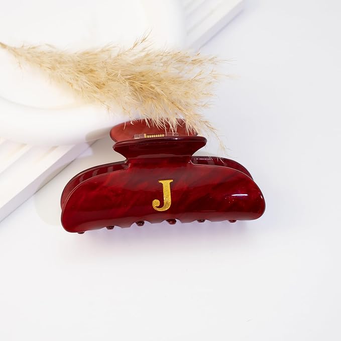 Fohuo Christmas Stocking Stuffers for Women - Red Cute Hair Claw Clips for Teenage Girls Gifts, Stocking Stuffers for Women Teens Daughter Sister Granddaughter, Christmas Birthday Gifts - Letter A
