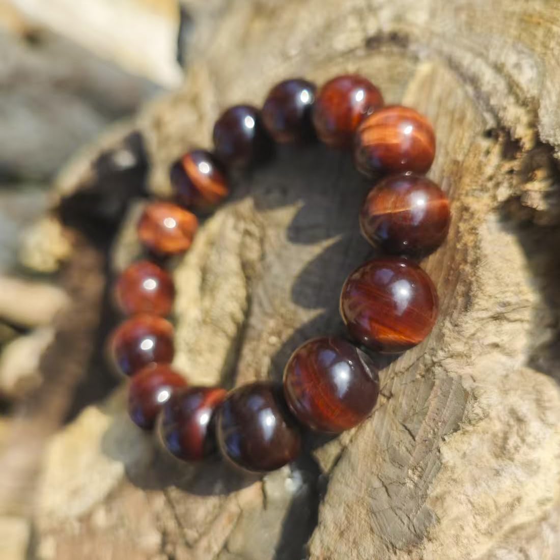 18mm Red Tigers Eye Bracelet for Men Women | Natural Handmade Protection Root Chakra Gemstone Crystal Jewelry for Large Beads Enthusiast & 3XLarge 9.5-10.5" Wrist | Boost Motivation Confidence