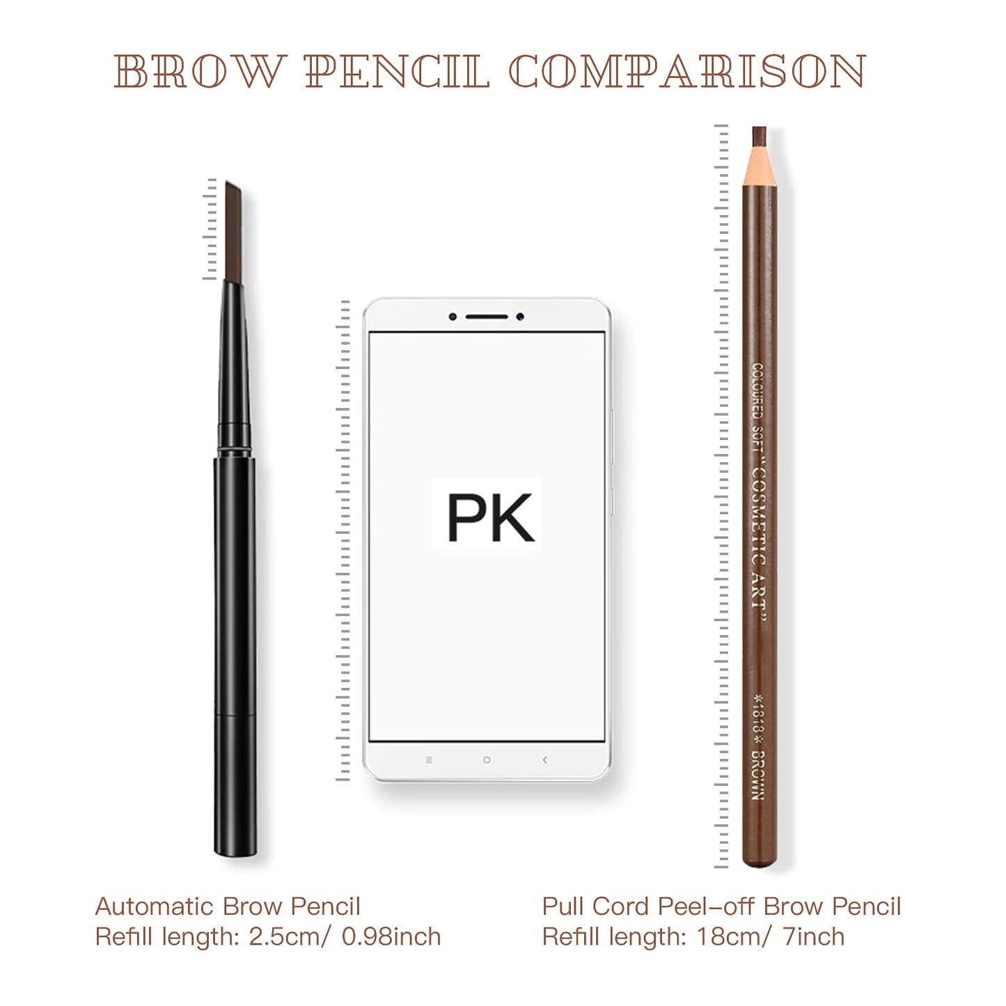 LSxia Waterproof Eye-Brow Pen-cil Set, Pull Cord Peel-off Eyebrow Pencil Microblading Eyebrow Pen Supplies Kit, White Eye-Liner Pencil and Eyebrow Tool Tattoo Makeup (6+1 Brown+Dark Brown+Light Brown)
