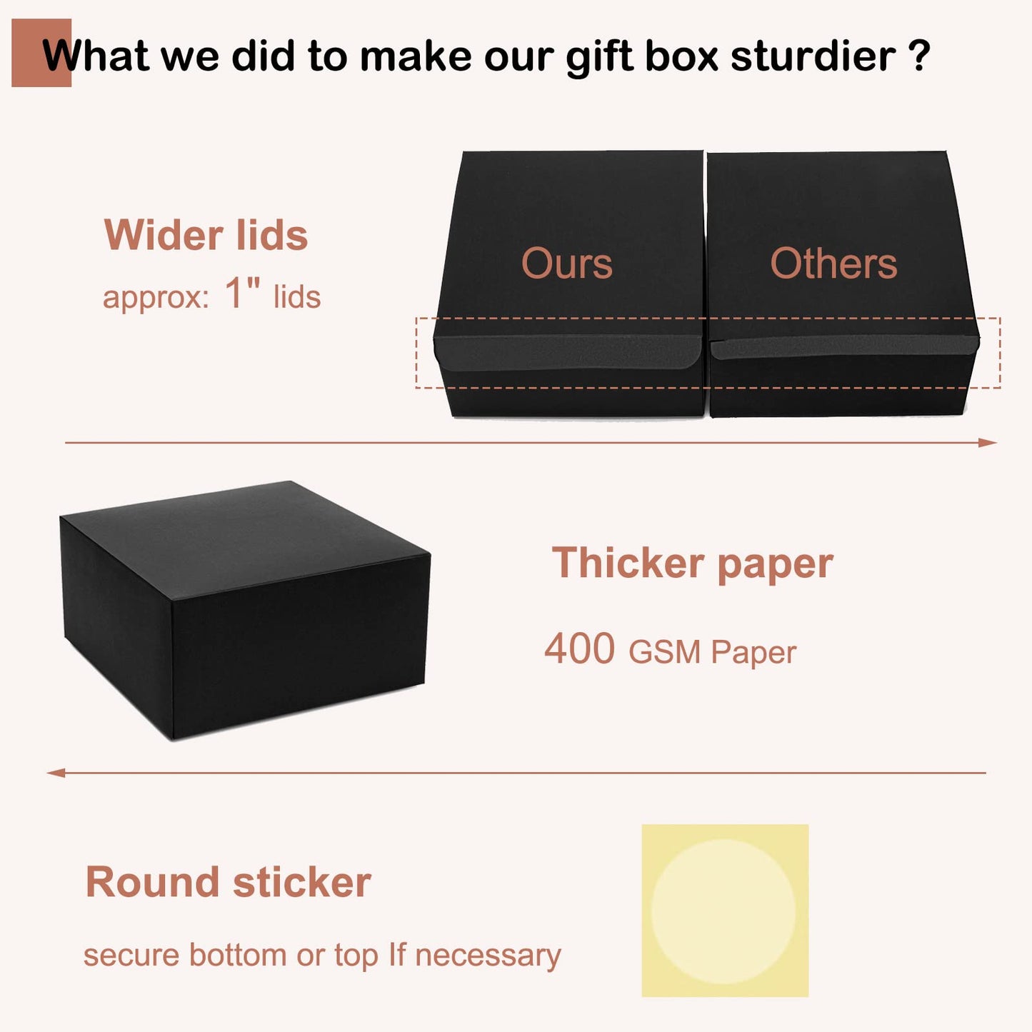 Mcfleet Black Gift Boxes with Lids 10x10x5 Inches 10 Pack Groomsmen Proposal Cardboard Gift Box for Presents, Christmas, Wedding, Graduation, Holiday, Birthday Craft Present Packaging
