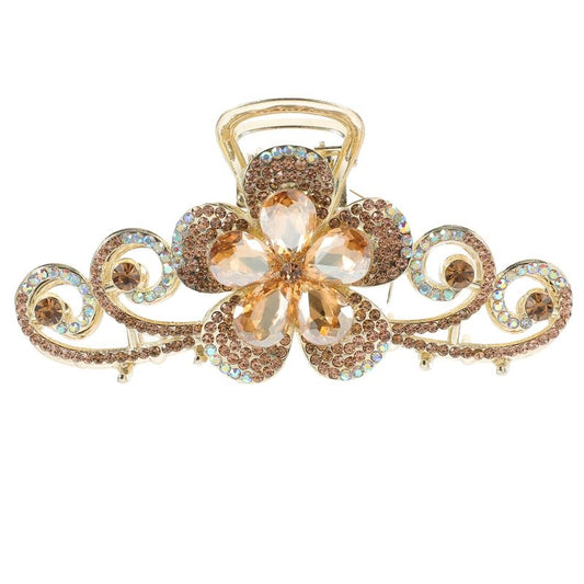 Vintage Rhinestone Hair Claw Clips - Alloy Fancy Hair Accessory with Pins and Large Jaw Clips