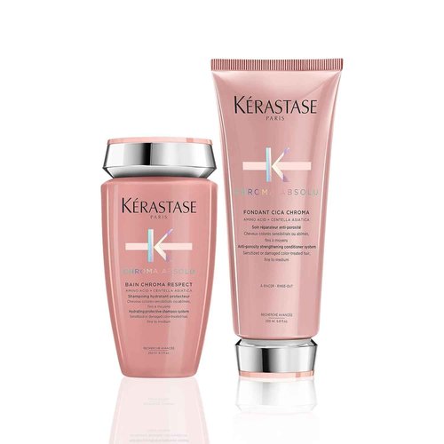 Kerastase Chroma Absolu Chroma Shampoo & Conditioner Set For Sensitized or Damaged Color-Treated Hair - Protects and Hydrates With Glycerin and Hyaluronic Acid