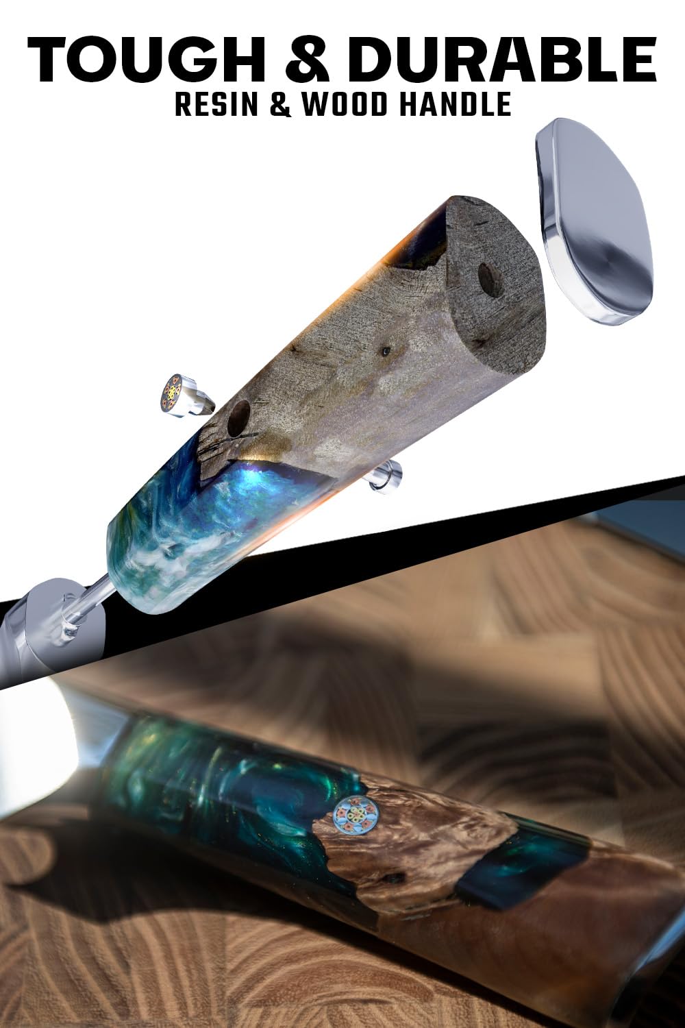 Dalstrong BBQ Piranha Knife - 6 inch - Valhalla Series - 9CR18MOV HC Steel - Celestial Resin & Wood Handle Gift Knife - Built-in Bottle Opener - Meat Cutting, Carving, Bone, Trimming - Leather Sheath