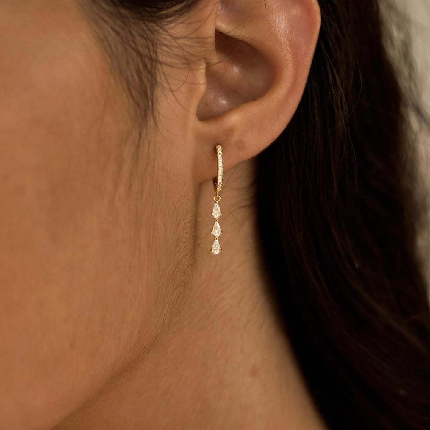Treasure Bender Gold Hoop Earrings for Women 14k Gold Plated Diamond Huggie Earrings Hypoallergenic Cubic Zirconia CZ Drop Dangle Earrings Dainty Statement Earring Jewelry for Women Trendy Gift