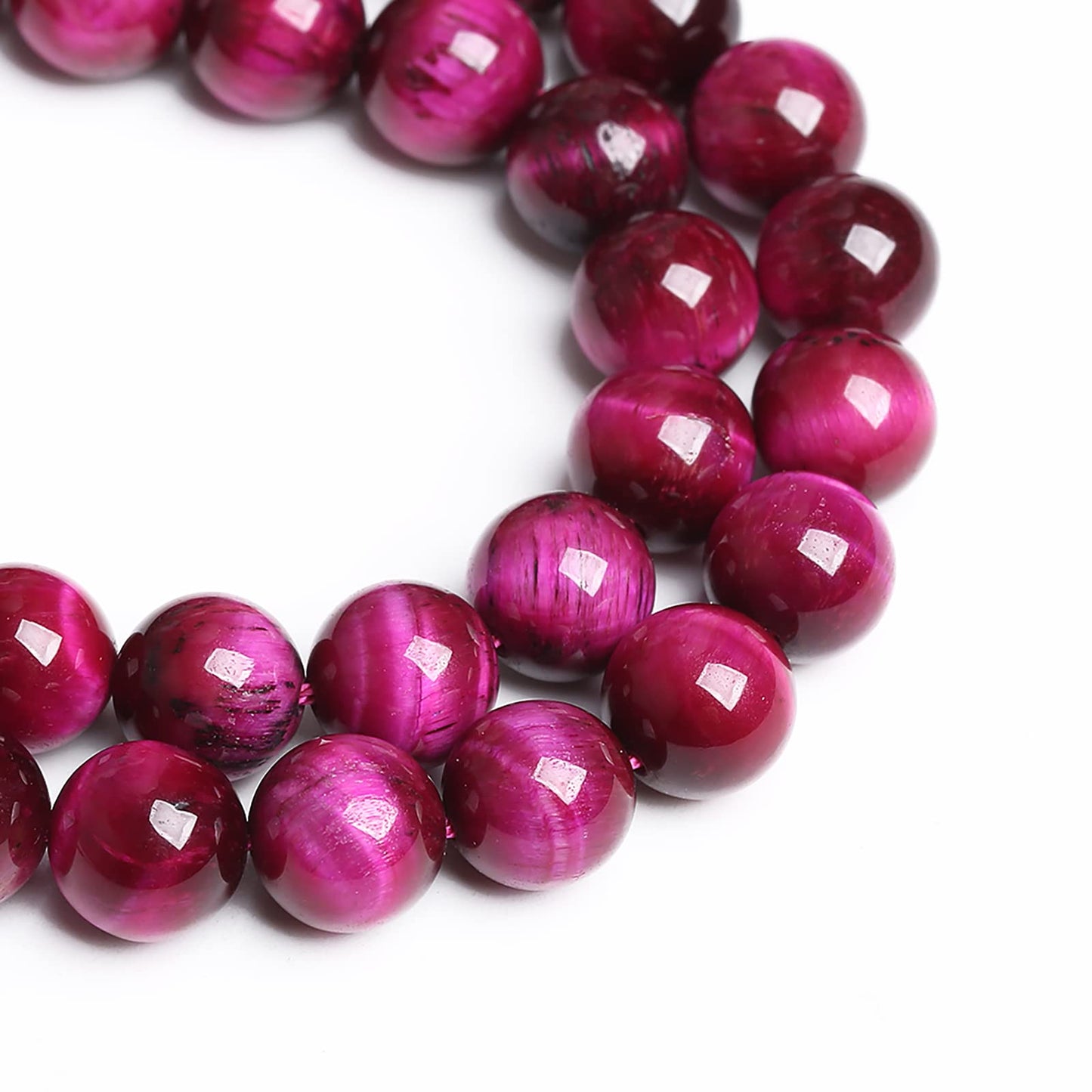 8mm 45PCS Natural Rose Pink Tiger Eye Stone Beads Crystal Spacer Round Loose Beads for Jewelry Making DIY Bracelet Accessories Strand 15 inches