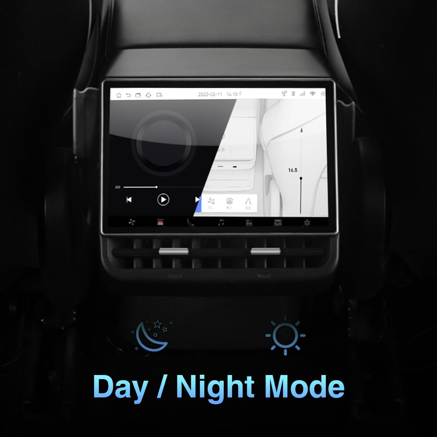 Osemall 8.66 Inch Rear Display Screen Compatible with Tesla Model 3 19-23&Y19-24, Android 13 Supports HD Movie Watching,4+64G,8-core, Supports seat Adjustment and Rear air Conditioning
