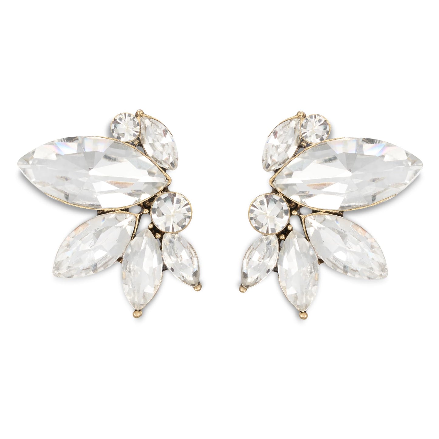 SWEETV Sparkly Gold Rhinestone Stud Earrings for Women, Crystal Wedding Bridal Earrings for Brides,Cluster Bridesmaid Earrings, Prom Formal Party Jewelry