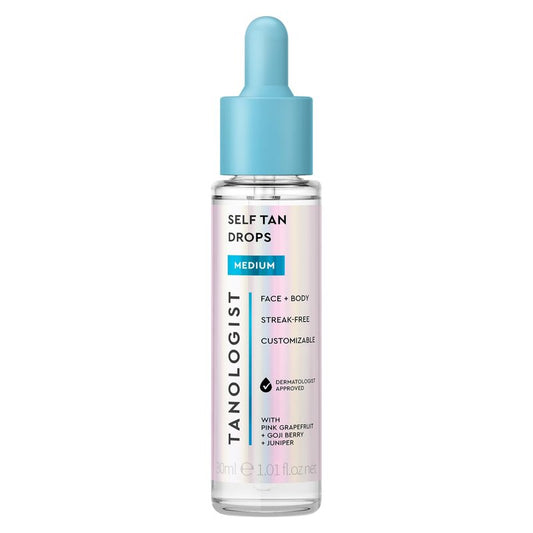 Tanologist Medium Self Tan Drops, Streak-Free Body & Face Tanning Drops, No Fake Tan Smell, For Moisturizer & Lotion, Bronzing Face Tanner, Skincare Ingredients, Vegan, 1.01 fl. oz/30 ml Bottle