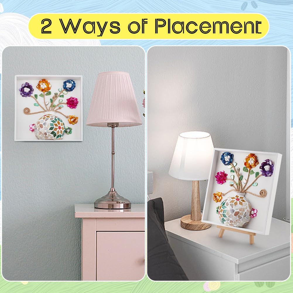 WEBEEDY DIY Mosaic Painting Kit Flower Vase Pattern Mosaic Arts and Craft Kits Mosaic Decorative Supplies with Instruction,Table Centerpiece Christmas Room Decor Adults Gifts,7.9x7.9 inch/20x20cm