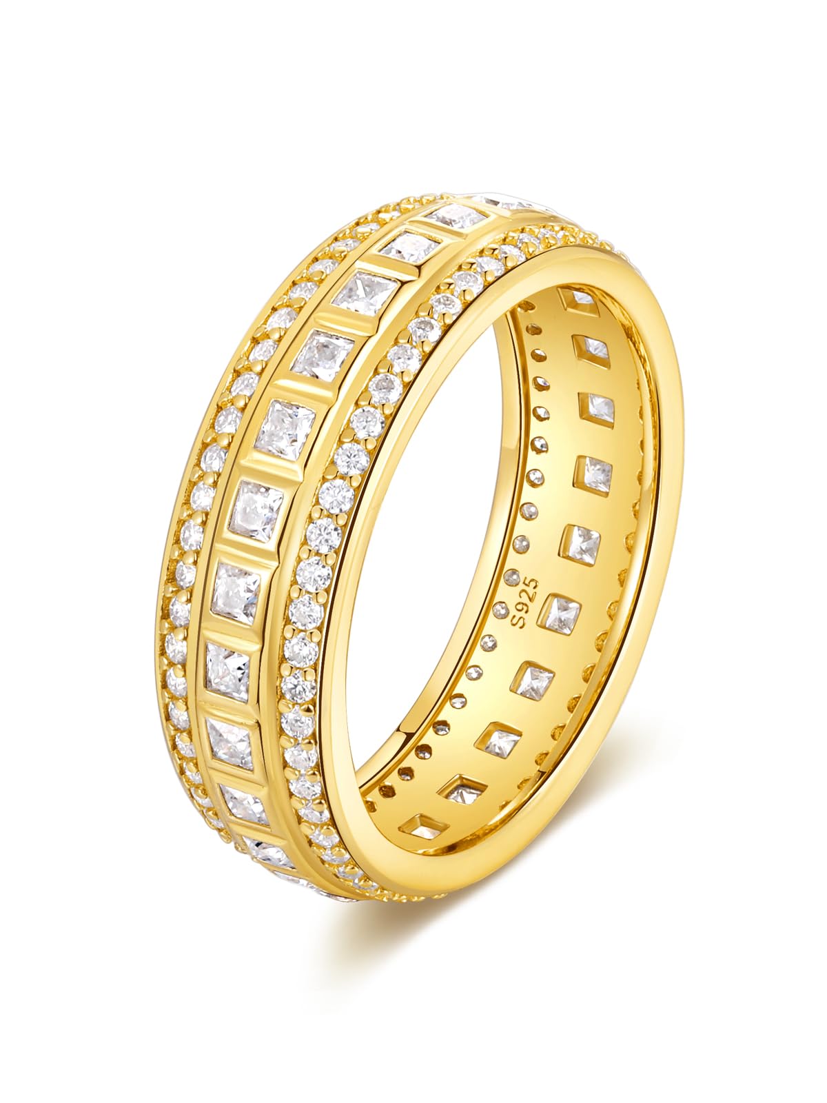 Frbod Moissanite Eternity Ring for Men Wide Diamond Chanel Set Rings Moissanite Wedding Bands for Women Size 8