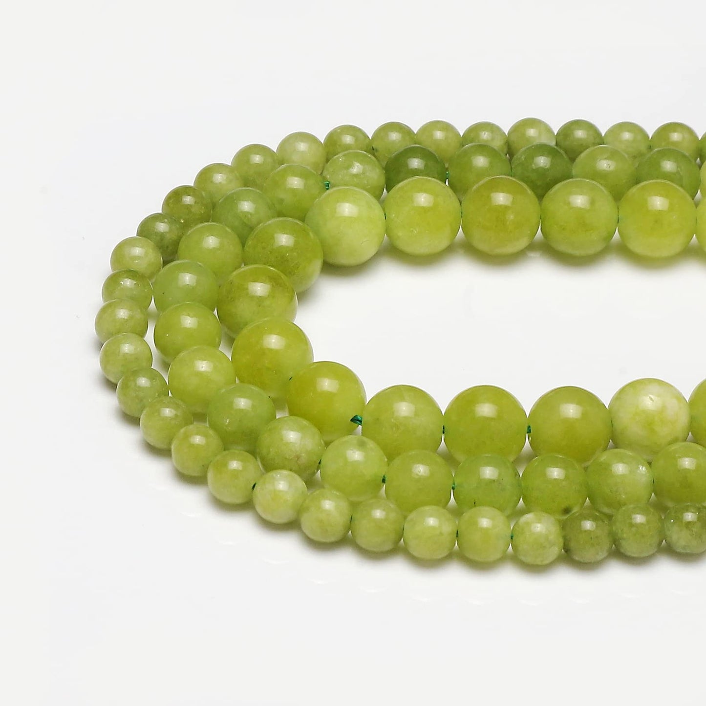 35pcs 10mm Peridot Loose Beads for Jewelry Making, Natural Semi Precious Beads Round Smooth Gemstone Spacer Beads Charms for Necklaces Bracelets