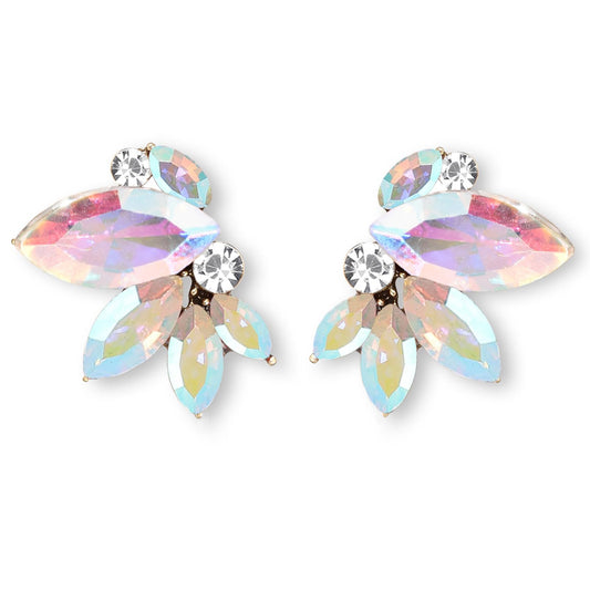 AB Rhinestone Drop Earring Sparkly Iridescent Wedding Earrings for Women Prom Party Faux Crystal Stud Earrings