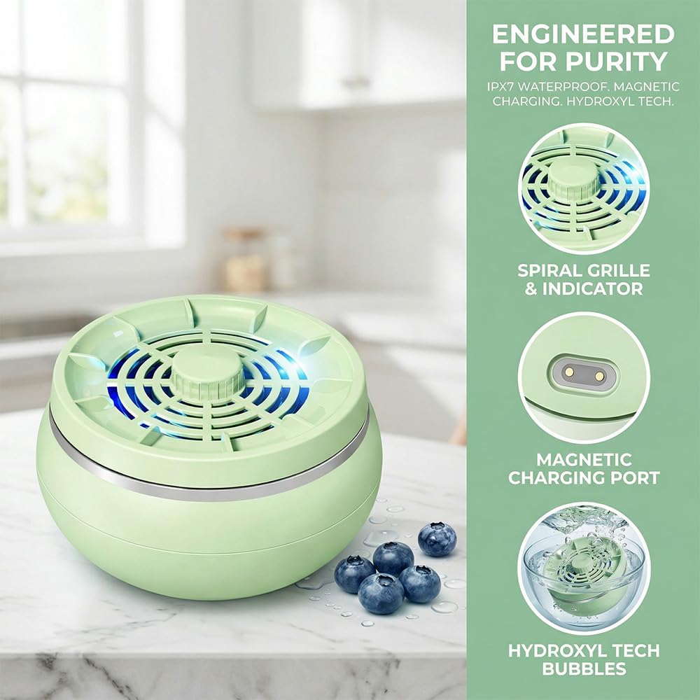 Fruit and Vegetable Washing Machine, Upgrade Portable Wireless Fruit Cleaner Device 3600mAH 4 Modes 3 Minutes of Deep Cleansing for Fruits Vegetables Meat and Tableware (White)