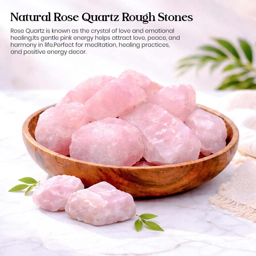 Crocon® 1LB Rose Quartz Rough Bulk Rocks Natural Stone Spiritual Gifts Raw Gemstone Crystals And Stones Tumbling Cabbing Polishing Gem Mining Chakra Balancing Reiki Healing Good Luck Home Office Décor