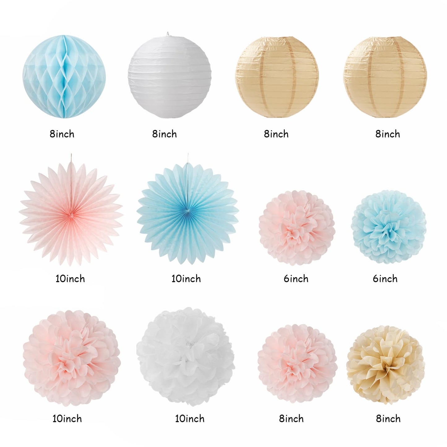 Light-Pink Blue Champagne Gender-Reveal Party-Decorations - 22pcs Boy Or Girl Banner,Neutral Paper Lanterns Streamers,Tissue Pom Poms Flowers Fans Bear Theme Decor Supplies Hugmoon