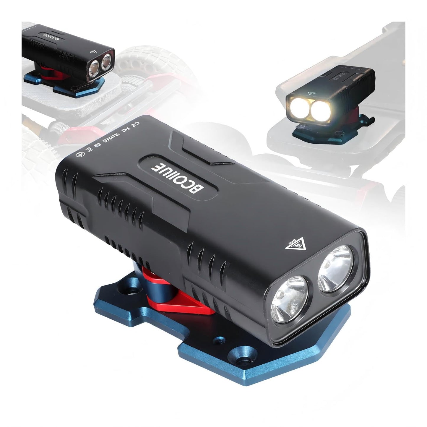 BCOIIUE Skateboard Headlights,Super Bright | 10000 mAh 74+H Run Time | Ultra Hard T6 Aluminum Alloy | Quick Release Longboard Lights
