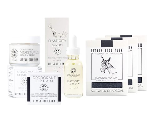 Little Seed Farm Activated Charcoal Bundle - Deo Cream + Soap + Serum + Moisturizer