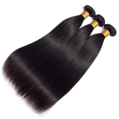 Straight Hair Bundles 18 20 22 Inch Unprocessed 12A Brazilian Virgin Human Hair Weave 3 Bundles Human Hair Extension Double Weft Natural Color Straight Hair Bundles