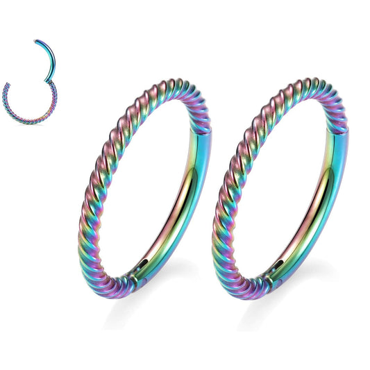 8mm Septum Ring Septum Jewelry Seamless Septum Clicker Nose Rings 18 Gauge Nose Ring Hoop 18g Rainbow Cartilage Earring Lip Rings Nose Hoop Surgical Steel Helix Earrings Nose Piercing Jewelry