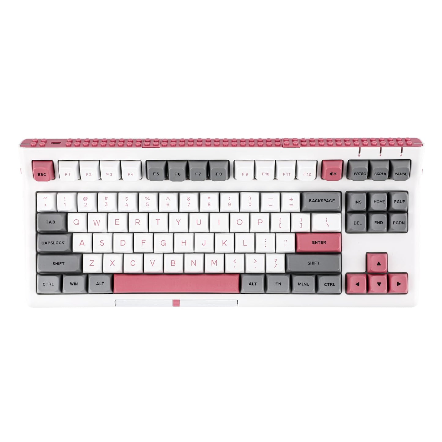 EPOMAKER Brick 87 Tri-Mode TKL Hot Swappable Mechanical Keyboard with Stackable Block Bar and Thumb-Scroll Knobs, 3000mAh Battery, RGB, Compatible with Win/Mac (Grey Pink, Wisteria Linear Switch)