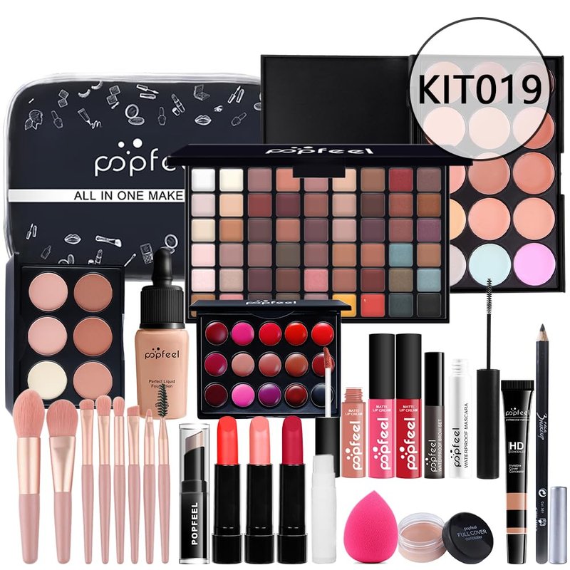 KARUIZI Makeup Kit All-in-one Makeup Gift Set for Women Full Kit, Eyeshadow Palette, Lip Gloss Set, Lipstick, Blush, Foundation, Concealer, Mascara, Eyebrow Pencil,Include Brush Set(KIT019)