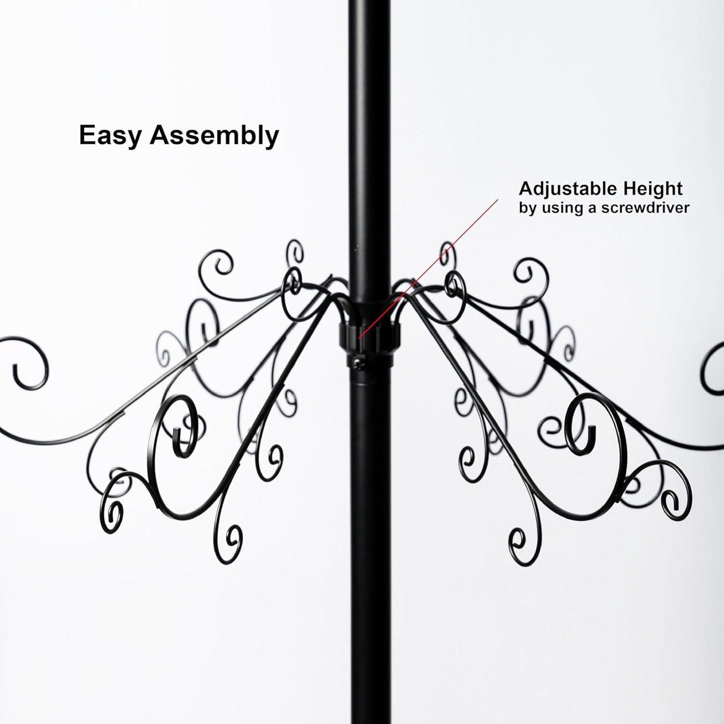 HOHIYA 6.5 Ft Wrought Iron Christmas Tree Alternative 174 Hooks Metal Ornament Display Stand Large Heavy Duty Holiday Decoration Holder for Christmas Halloween Wedding Home Decor Black