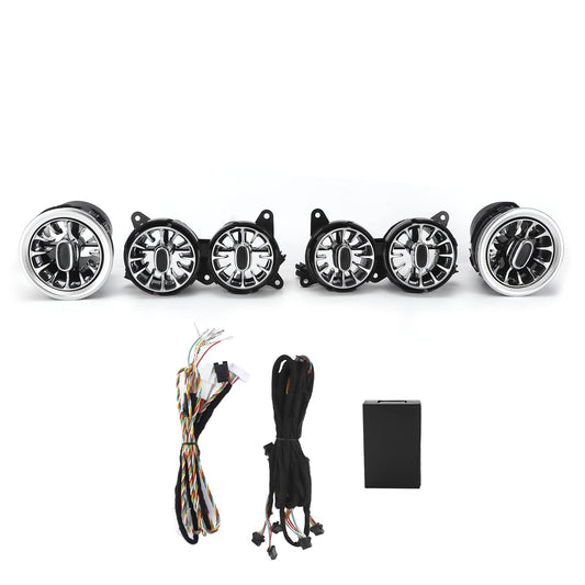 6pcs 7 Color Front LED Turbine Air Vent Ambient Light Kits Dashboard Air Vent Ambient Light Replacement for Benz S Class W222 2014‑2017 (Only for Left Hand Drive)