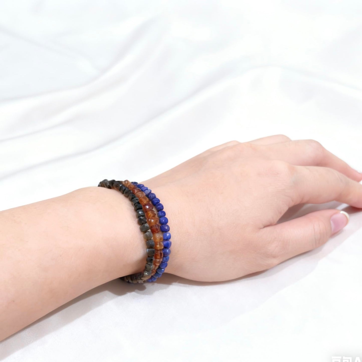 3Pcs Natural 5A Crystal Gemstone Bracelet for Women and Teens | 4mm Icosahedron Shape Healing Energy Charged Quartz Stone Beads (Protection Pack (Lapis Lazuli, Orange Garnet, Golden Obsidian))